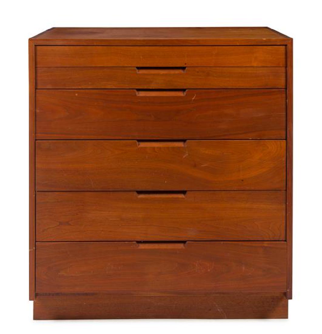 * George Nakashima, (American, 1905-1990), New Hope, PA: * George Nakashima (American, 1905-1990) New Hope, PA tall dresser American black walnut signed with client's name to back Height 23 x width 36 x depth 40 inches Estimate $4,000-6,000 Property from th
