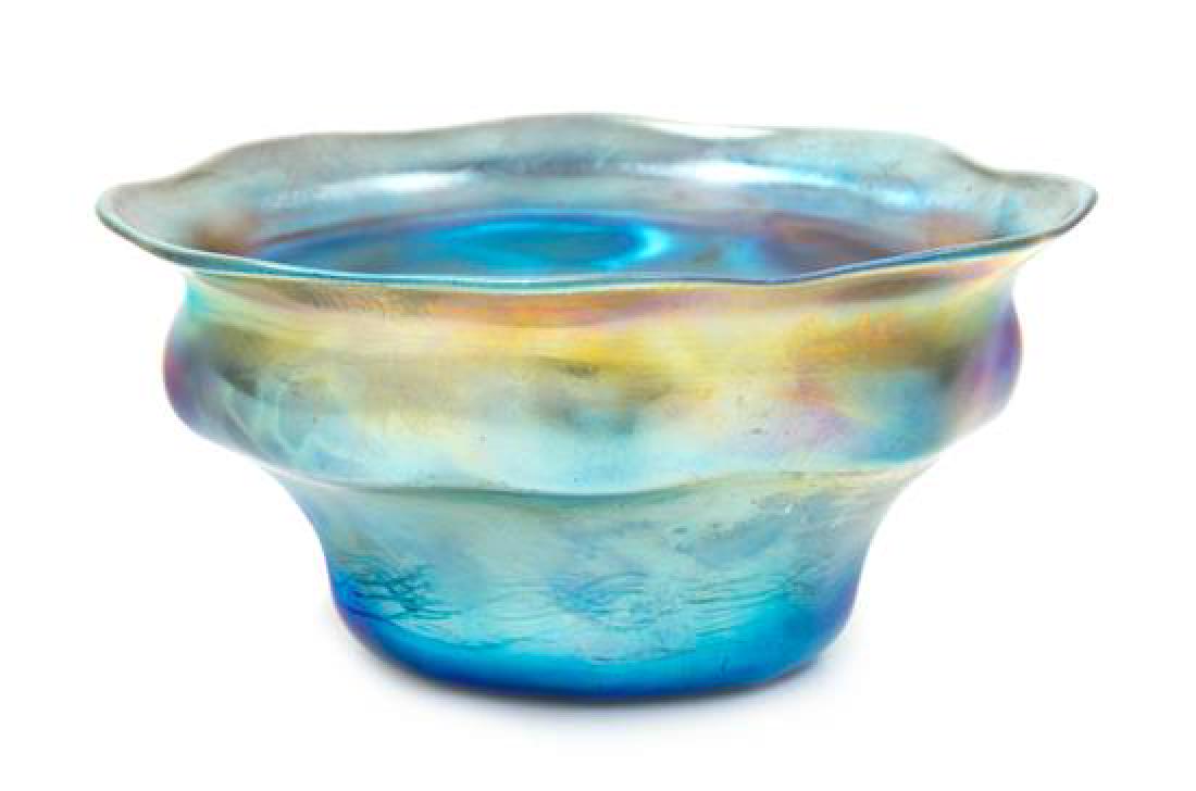 Tiffany Studios, American, Early 20th Century, bowl: Tiffany Studios American, Early 20th Century bowl Favrile glass etched L.C.T. U3892 Height 2 1/8 x diameter 4 3/8 inches Estimate $300-500