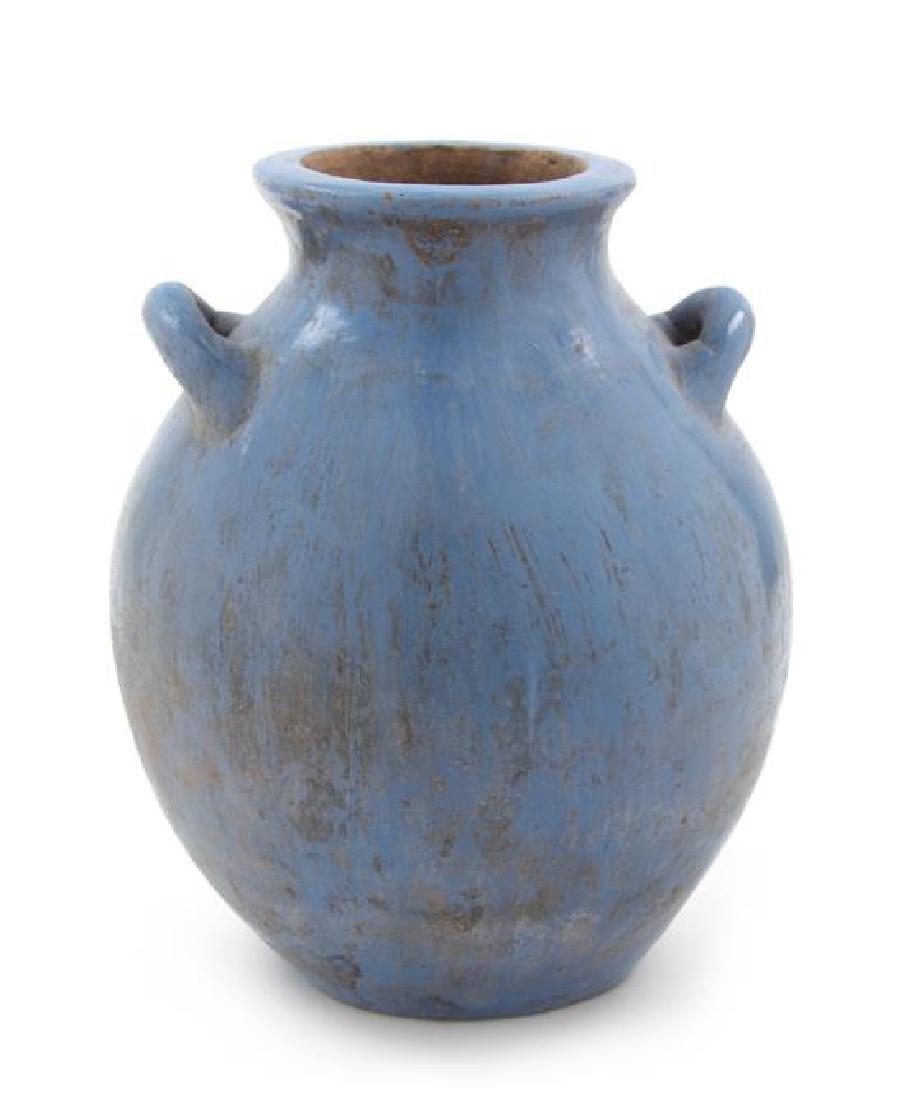 A Blue Glazed Pottery Jar Height 12 3/4 inches. (1 of 1)