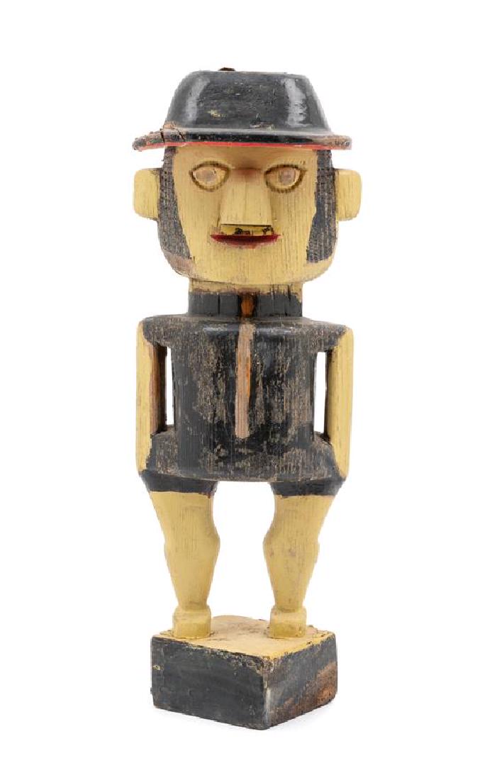A Painted Wood Figure Height 14 inches. (1 of 1)