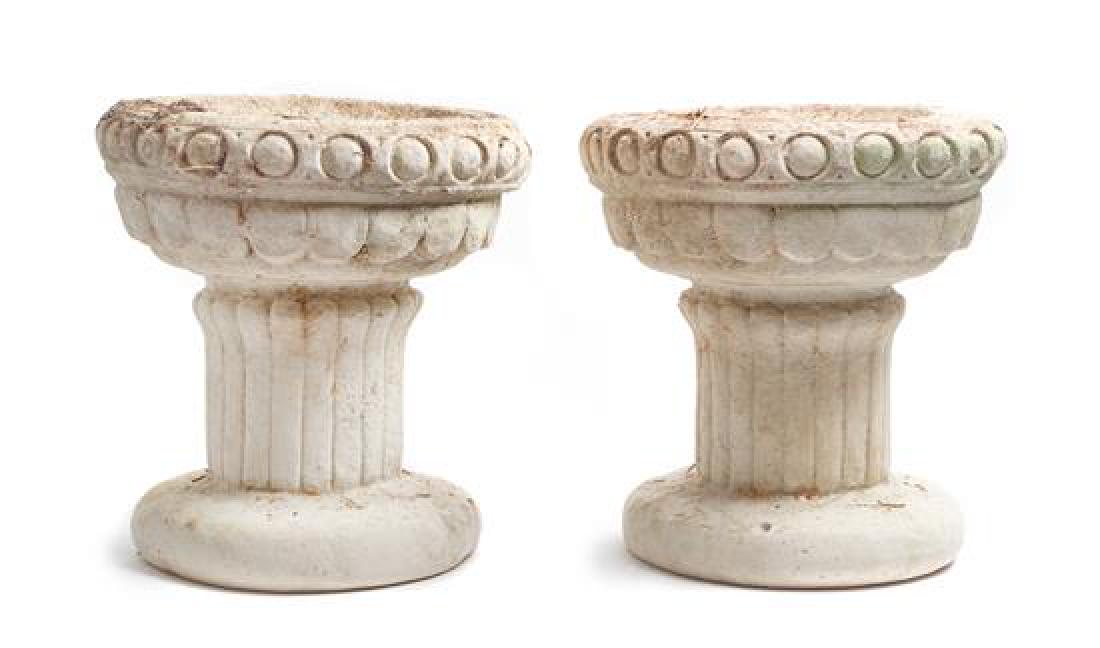 Two Cast Stone Pedestal Planters Height 14 inches. (1 of 1)