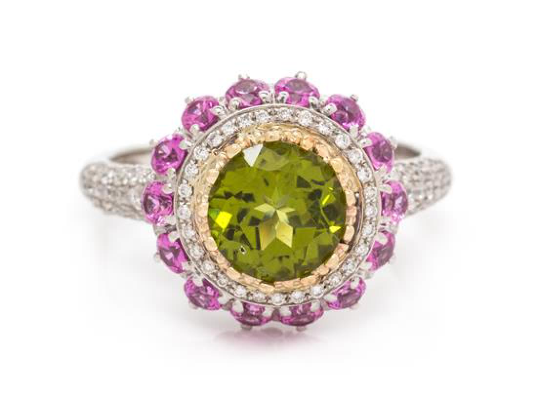 A Platinum, Yellow Gold, Peridot, Pink Sapphire and (1 of 1)