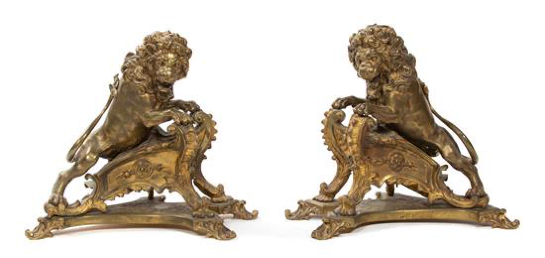 A Pair of French Gilt Bronze Figural Chenets and Fire (1 of 1)