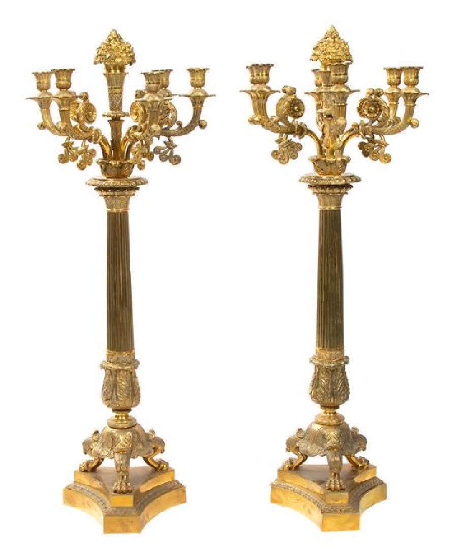 A Pair of Large Empire Style Gilt Bronze Six-Light (1 of 1)