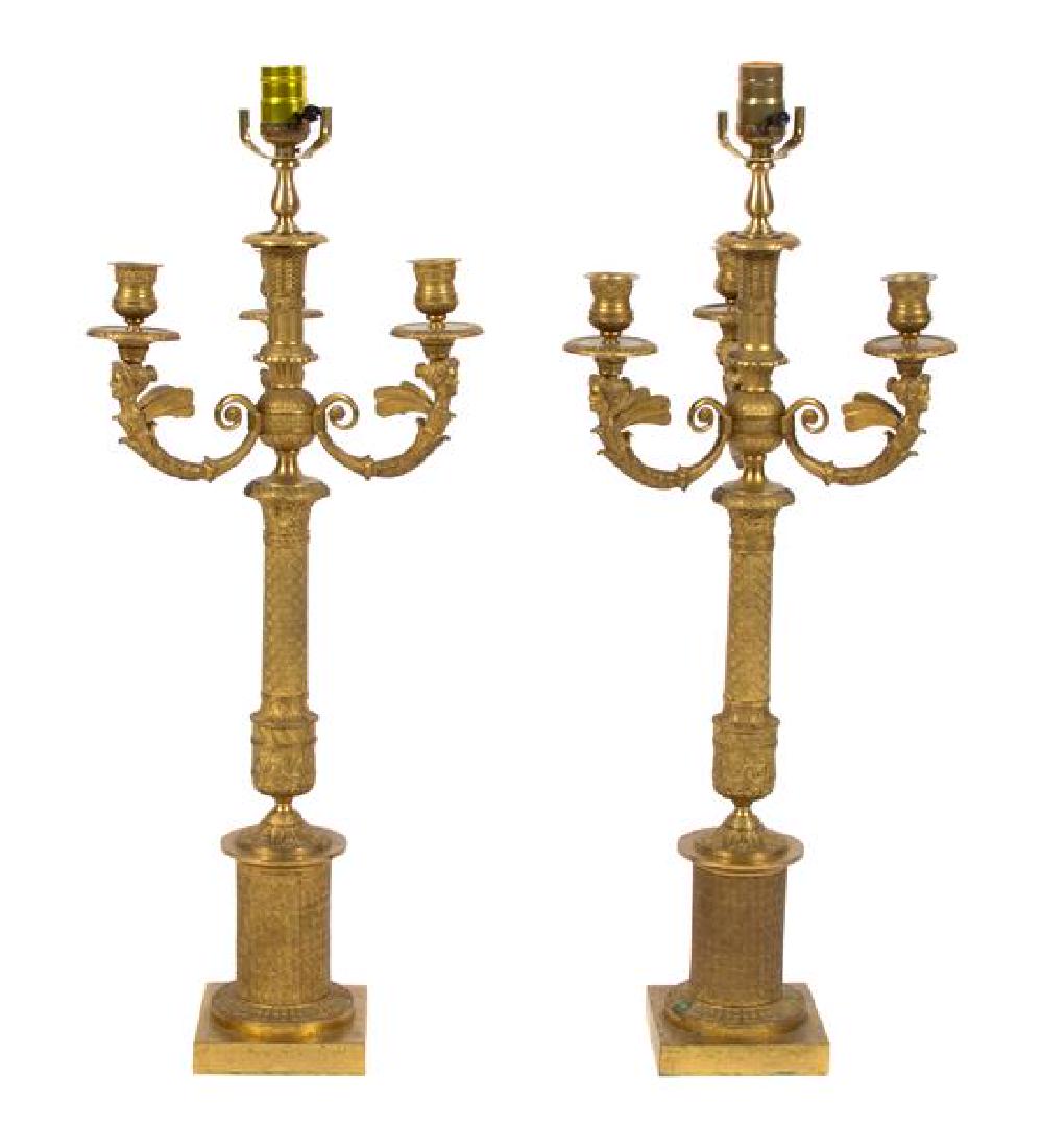 A Pair of Empire Style Gilt Bronze Candelabra Height (1 of 1)