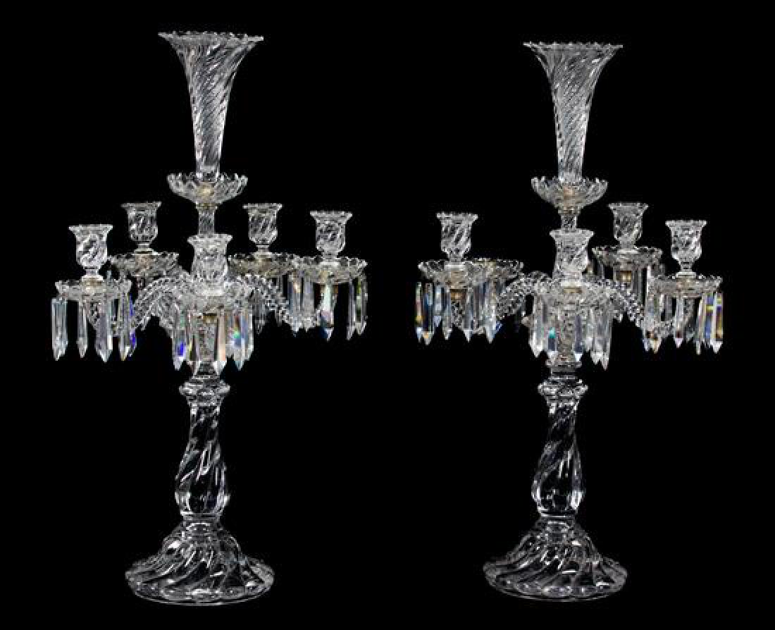 A Pair of Baccarat Molded Glass Candelabra Height 27 (1 of 1)
