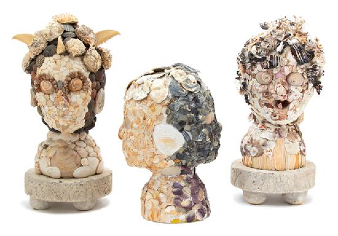 Three Shell-Encrusted Busts Height of tallest 15 (1 of 1)