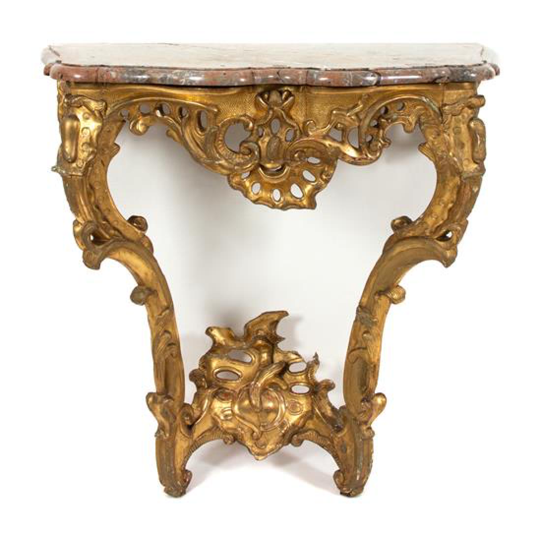 An Italian Rococo Style Carved Giltwood Marble Top (1 of 1)
