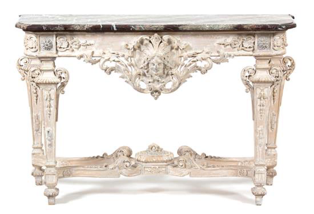 A Louis XIV Style Carved and Painted Marble Top Console (1 of 1)