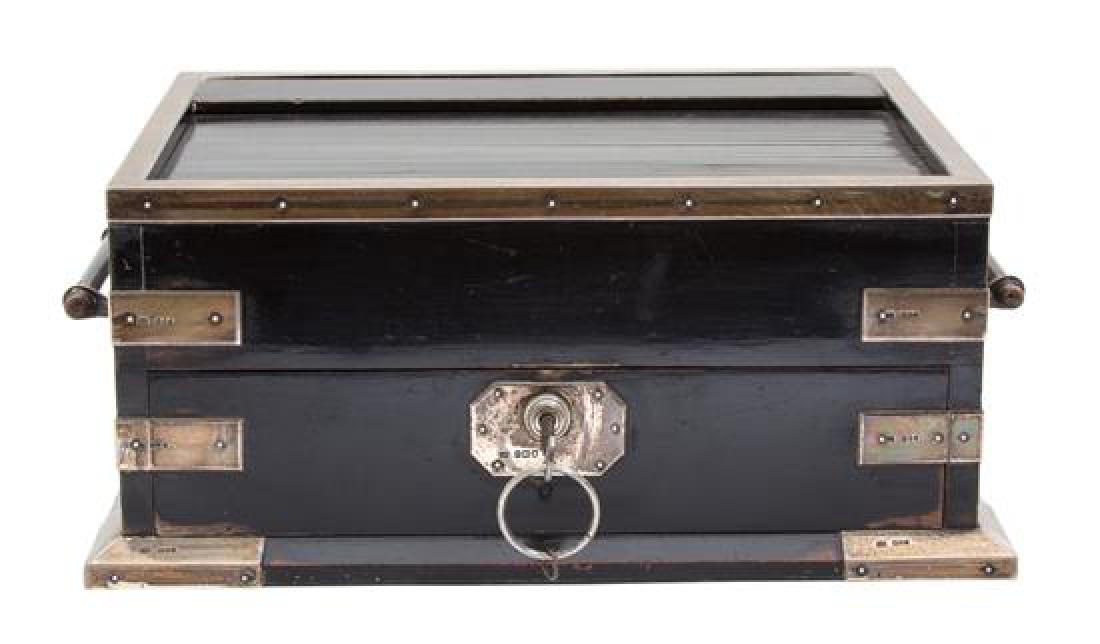 An English Silver Mounted Ebonized Tambour Top Humidor (1 of 2)
