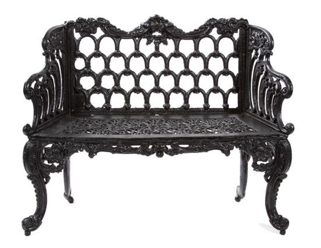 A Victorian Cast Iron "Rose Garden" Bench Height 35 x (1 of 1)