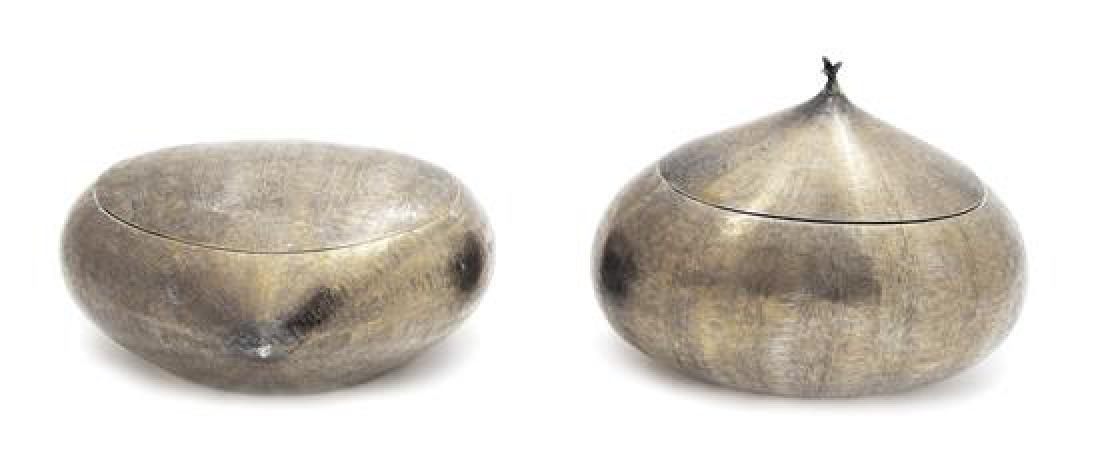 Two Italian Silver Amorphus-form Covered Bowls, (1 of 1)