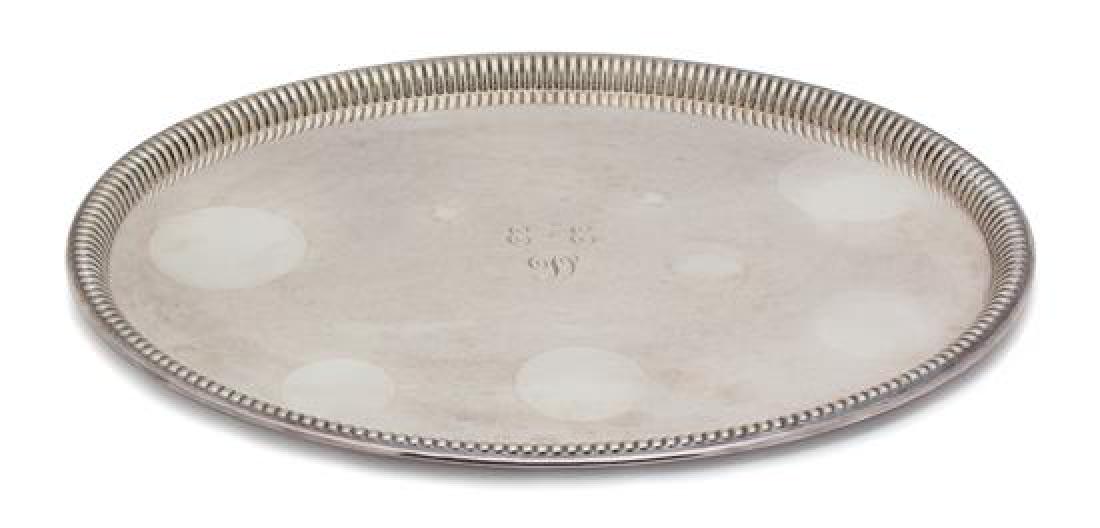 A Silver Plate Oval Tray with Fluted Border Length 21 (1 of 1)