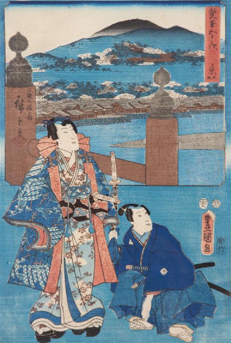 A Group of Four Japanese Wood Block Prints Framed 39 x (1 of 2)