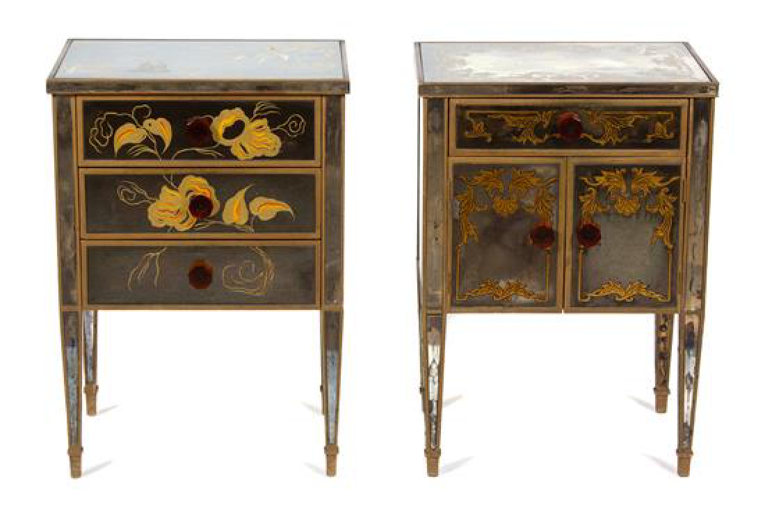 Two Venetian Style Reverse Painted Mirrored Side (1 of 1)
