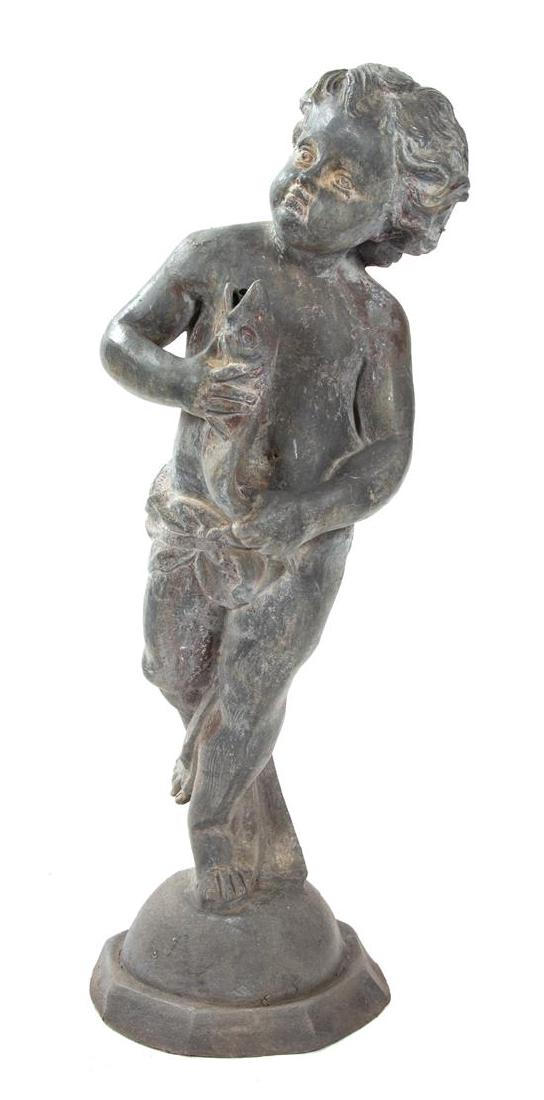 A French Cast Lead Fountain Figure of a Boy Height 35 (1 of 1)