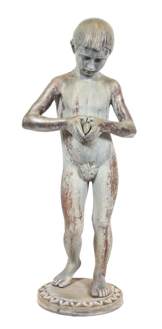 A Continental Lead Statue of a Young Boy Height 44 x (1 of 1)