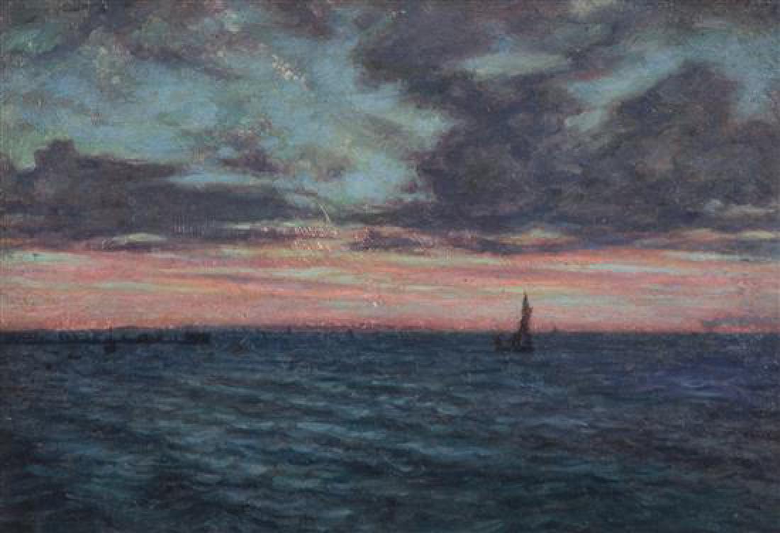 Herbert Dalziel, (English, 1853-1941), Sunset: Herbert Dalziel (English, 1853-1941) Sunset oil on board 10 x 14 inches. Estimate $500-700