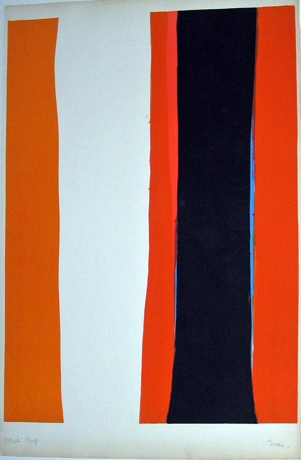 CLEVE GRAY, (AMERICAN 1918-2004), ORANGE AND BLACK": CLEVE GRAY (AMERICAN 1918-2004) ORANGE AND BLACK" Pencil signed and inscribed 'Artist's Proof' in the margin. Color lithograph. 26 5/8 x 21 7/8 in. Unframed"