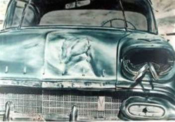 JOHN SALT, (AMERICAN B. 1937), DESERT WRECK"": JOHN SALT (AMERICAN B. 1937) DESERT WRECK" 1979, pencil signed and numbered 77/300 and stamped in the margin; Shorewood Press, publisher; Bank Street Atelier, printer. Color lithograph. 21 3/4 x 32 in