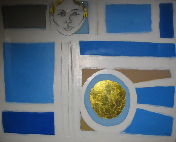 EMLEN ETTING, (AMERICAN 1905-1993), CYCLADES SUMME: EMLEN ETTING (AMERICAN 1905-1993) CYCLADES SUMMER" Signed bottom right, acrylic on canvas, unframed 48 x 60 in."