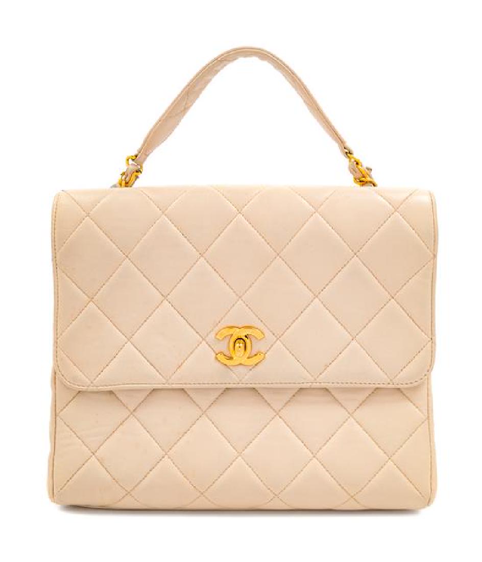 A Chanel Cream Lambskin Quilted Square Flap Bag, 8" H x (1 of 5)