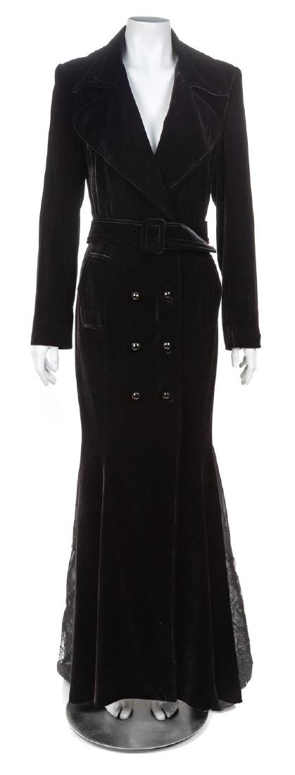 A Zang Toi Black Silk Velvet Floor Length Evening Coat (1 of 3)