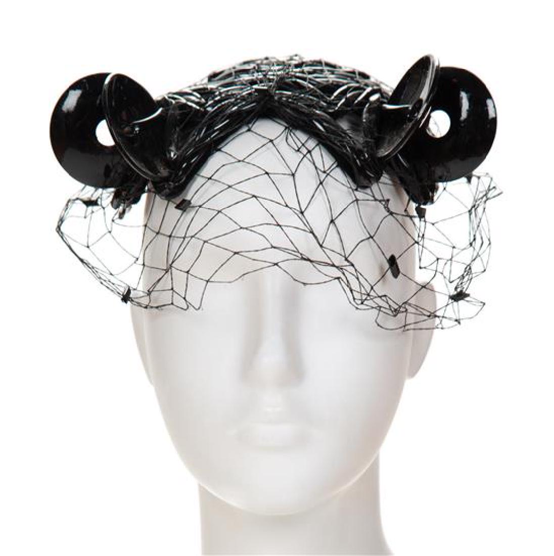 A Bes-Ben Rare Black Plastic Tubed Hat, 6" x 6". (1 of 3)