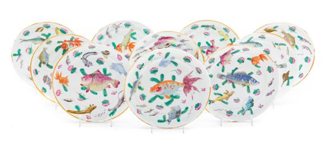 * Ten Chinese Famille Rose Porcelain Plates Diameter (1 of 1)