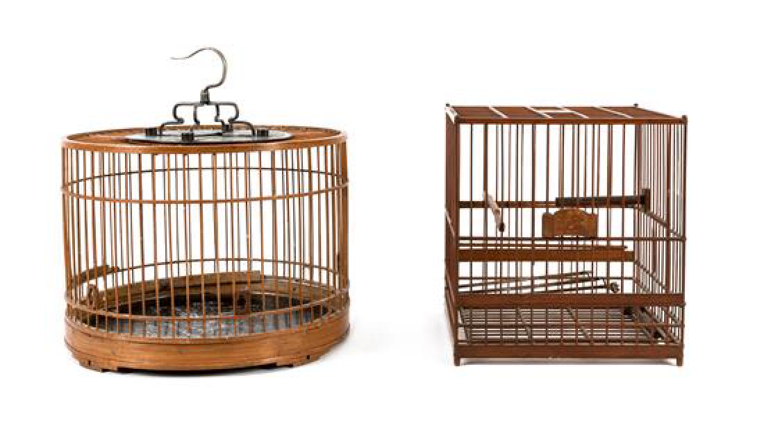 * Two Chinese Bamboo Birdcages Height of larger 9 1/4 (1 of 1)