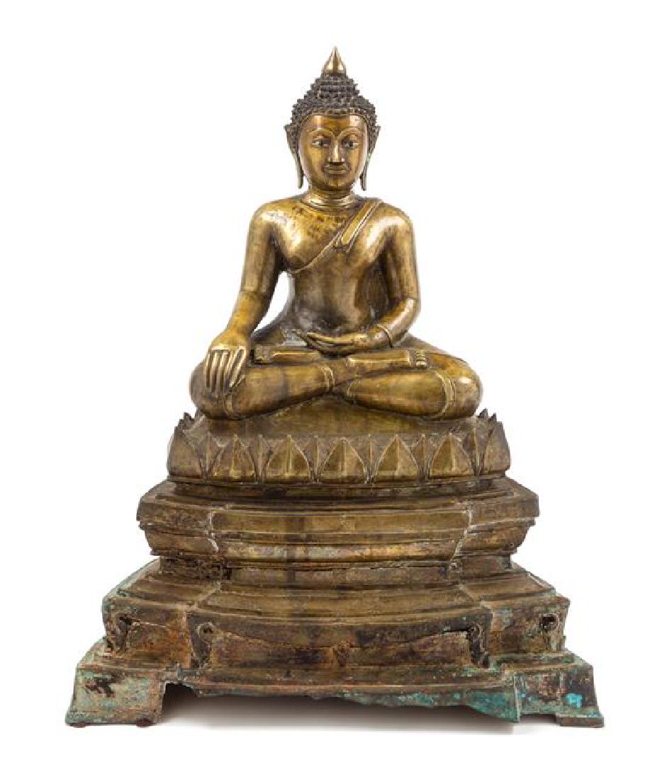 * A Thai Gilt Bronze Figure of Buddha Height 22 inches. (1 of 1)