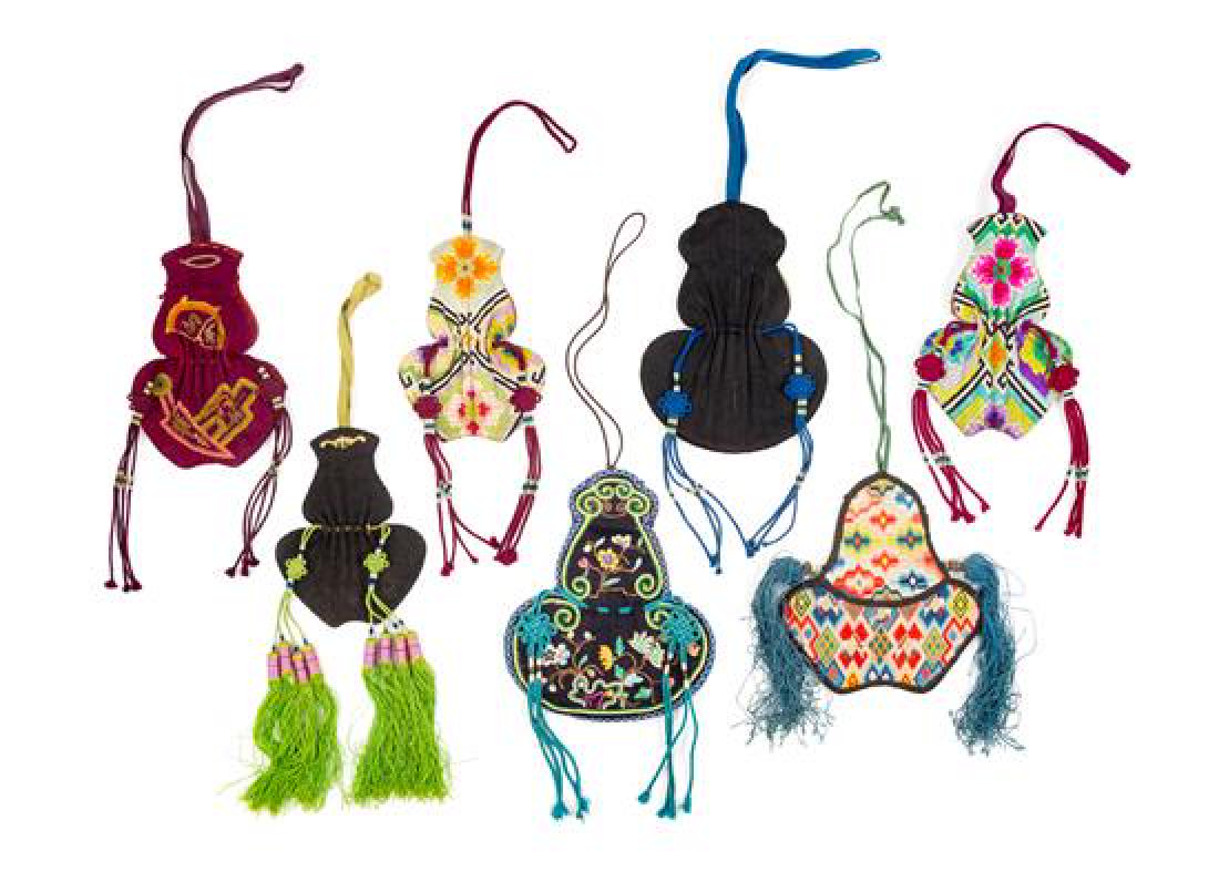 * Seven Chinese Embroidered Silk Purses Length of (1 of 1)