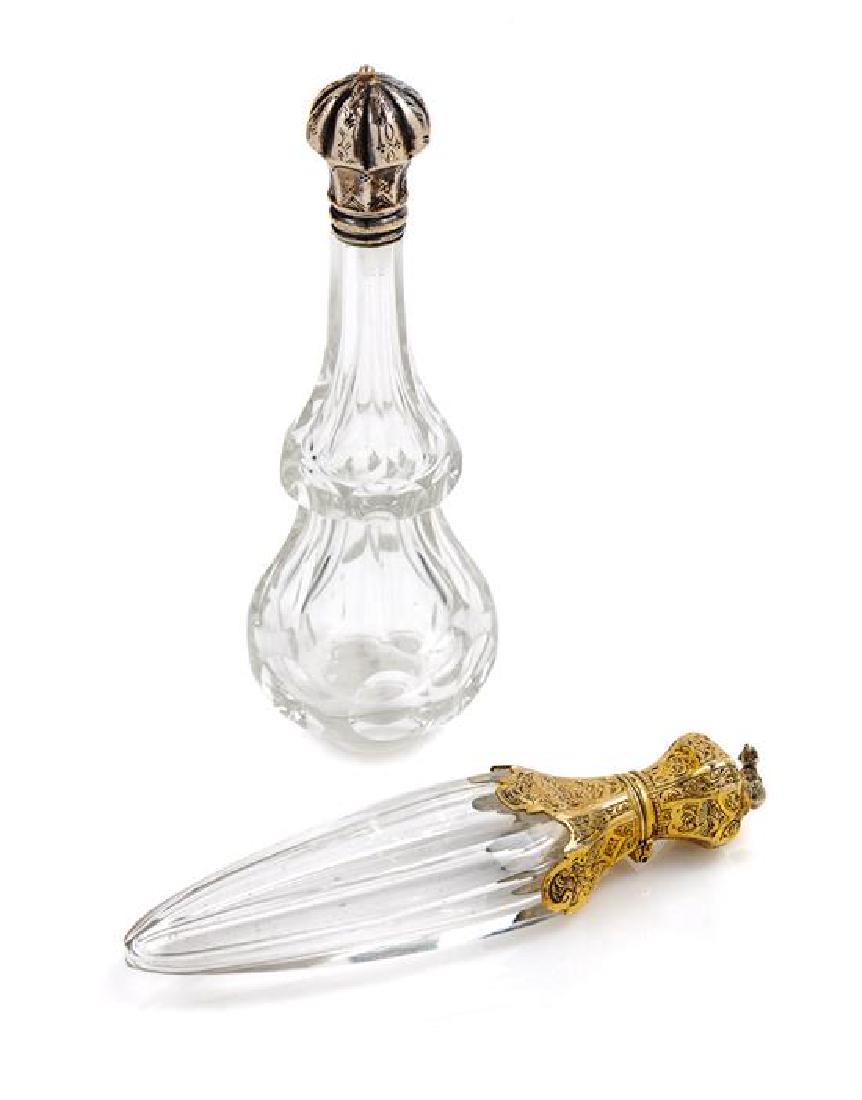 * Two Continental Silver Mounted Glass Scent Flasts, (1 of 1)