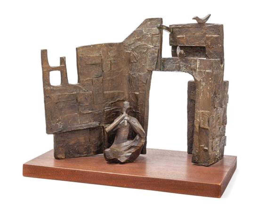 * Mirtala Bentov, (American, b. 1929), Seated Flautist: * Mirtala Bentov (American, b. 1929) Seated Flautist patinated bronze sculpture Height 11 1/2 x width 14 x depth 7 1/2 inches. Estimate $100-200 Property from the Estate of William Lipton, New York, N