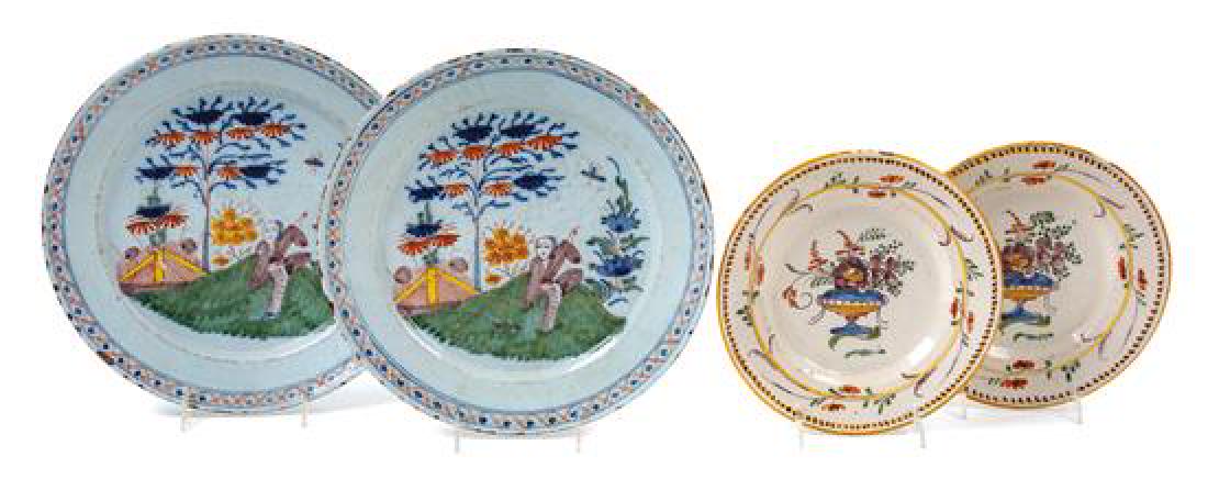 Two Pairs of Delft Pottery Plates Diameter of larger (1 of 1)