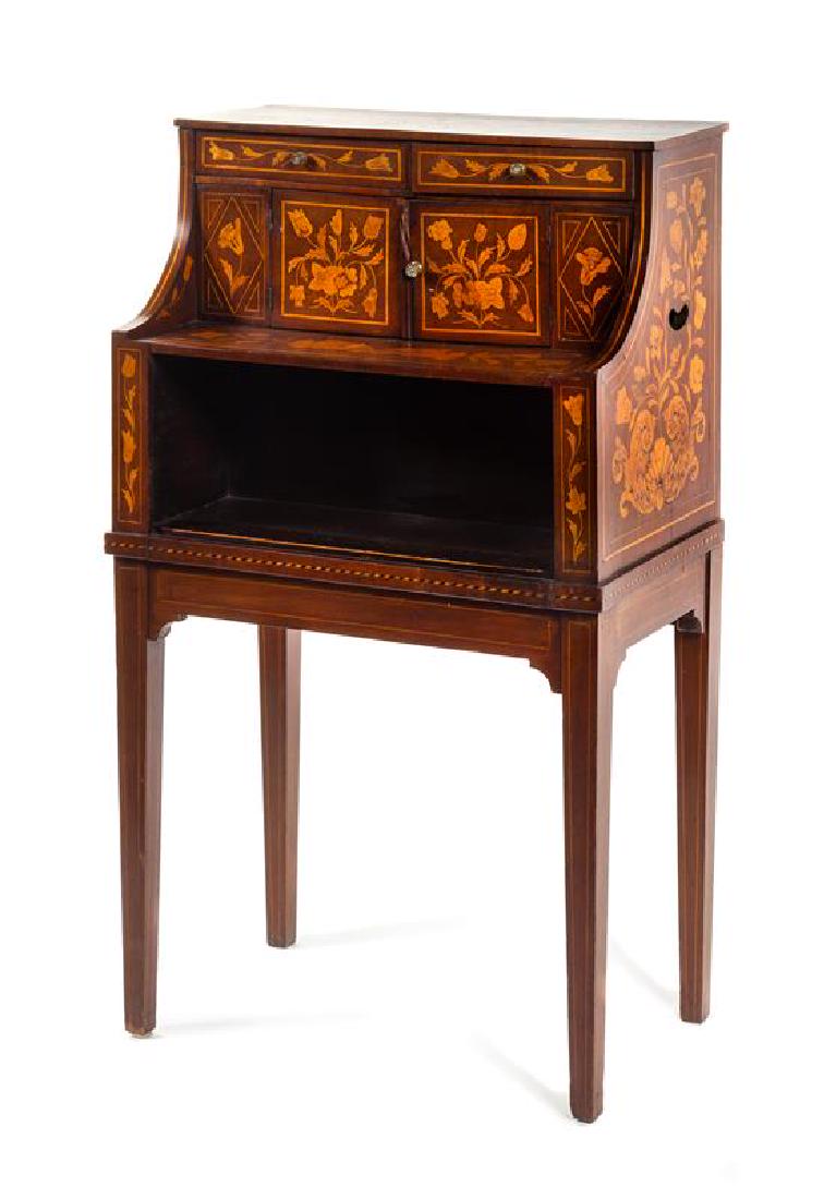 A Dutch Marquetry Bureau Height 44 1/8 x width 25 1/2 x (1 of 1)