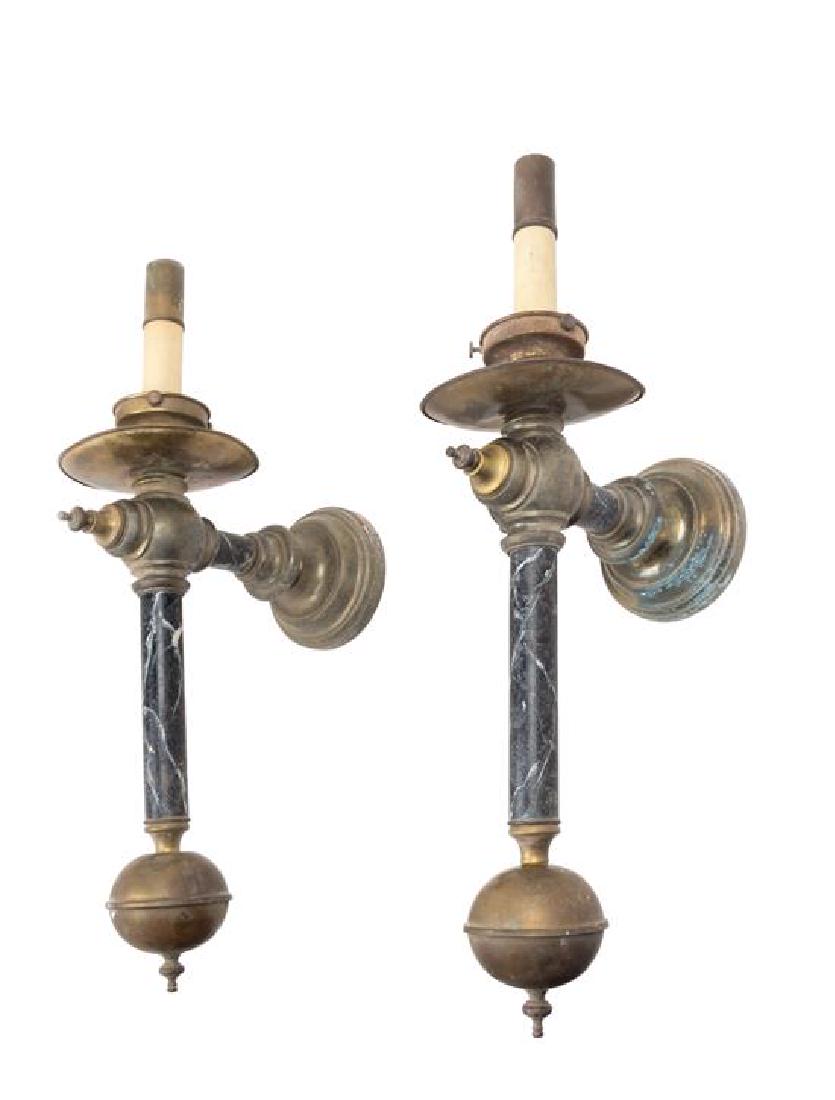 A Pair of Continental Brass Carriage Lanterns Height 24 (1 of 1)