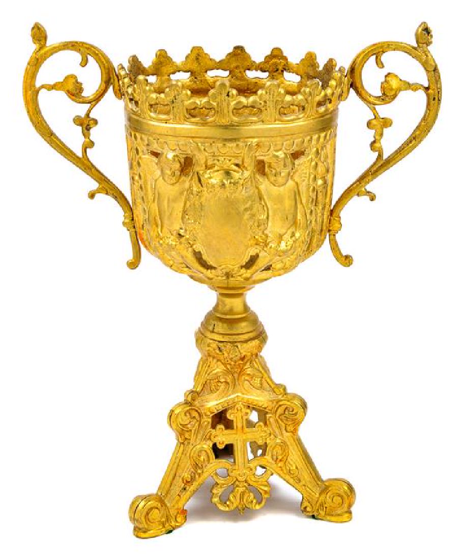 An Ecclesiastical Gilt Bronze Chalice Height 15 1/4 (1 of 1)