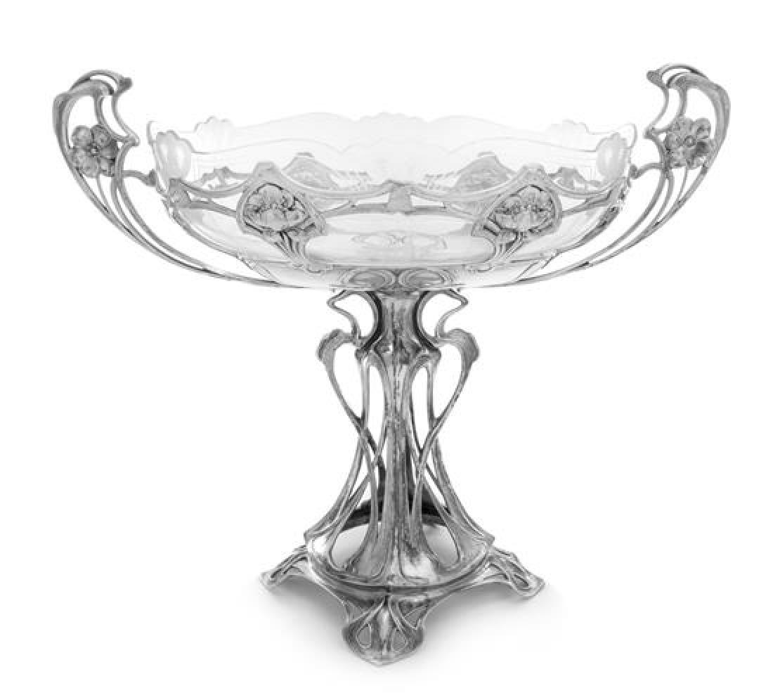 An English Art Nouveau Silver-Plate and Etched Glass (1 of 2)