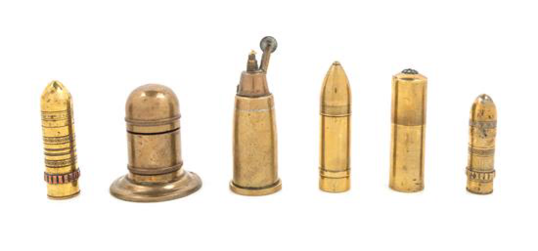 A Group of Six Brass Cigarette Lighters Height of (1 of 2)