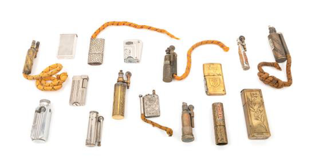 A Collection of Fourteen Mixed Metal Cigarette Lighters (1 of 1)