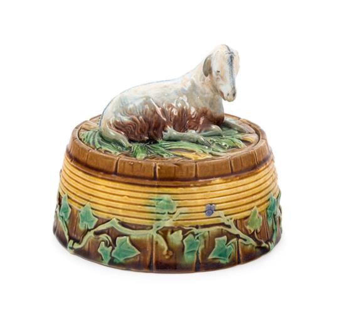 A Minton Majolica Butter Dish Height 4 1/2 inches. (1 of 1)