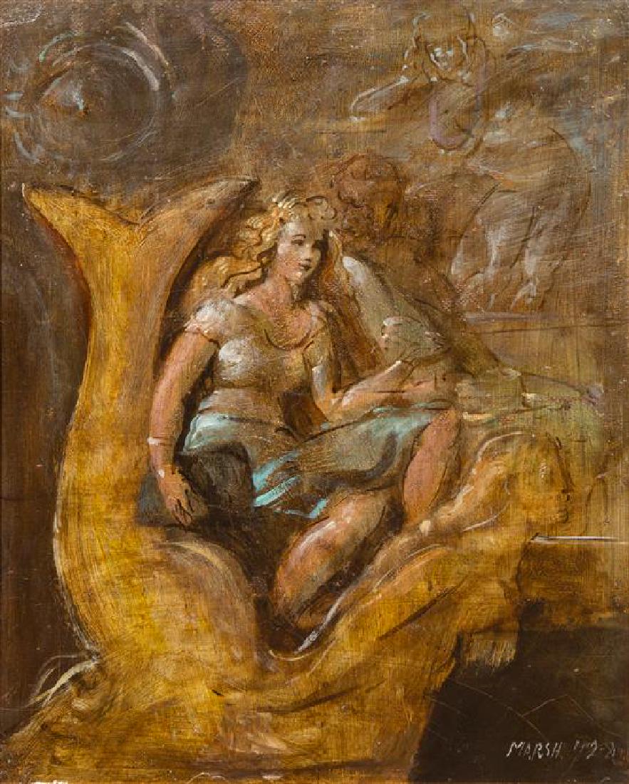 Reginald Marsh, (American, 1898-1954), Tunnel of Love,: Reginald Marsh (American, 1898-1954) Tunnel of Love, 1942 oil on masonite signed Marsh and dated (lower right) 20 x 16 inches. Estimate $15,000-25,000 Property from a Midwestern Collection