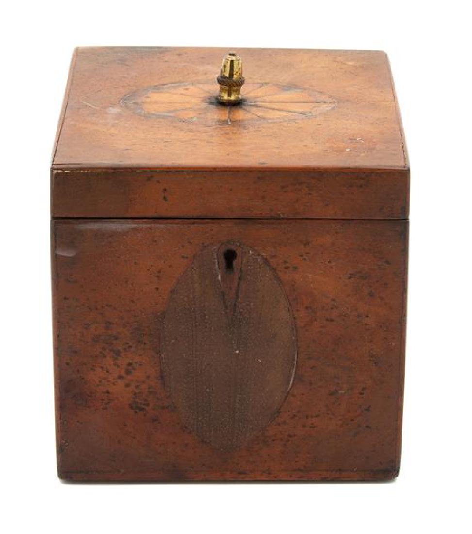 A George III Inlaid Walnut Tea Caddy Height 5 x width 4 (1 of 1)