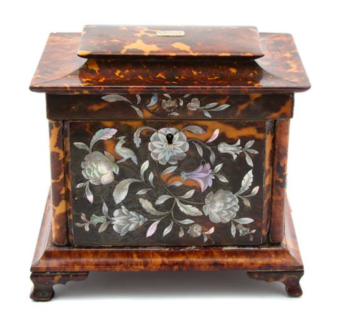 A Regency Mother-of-Pearl Inlaid Tortoiseshell Tea (1 of 2)