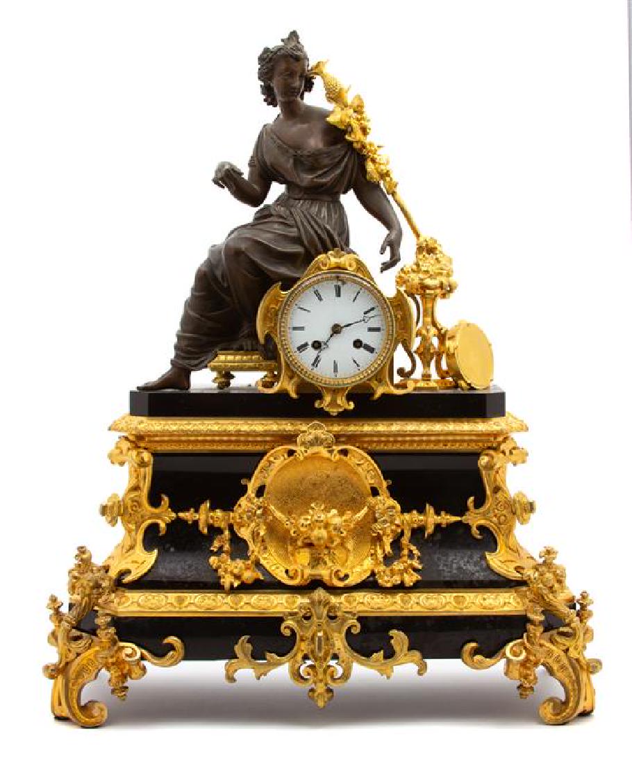 A Louis XV Style Gilt Bronze and Black Marble Mantle (1 of 1)