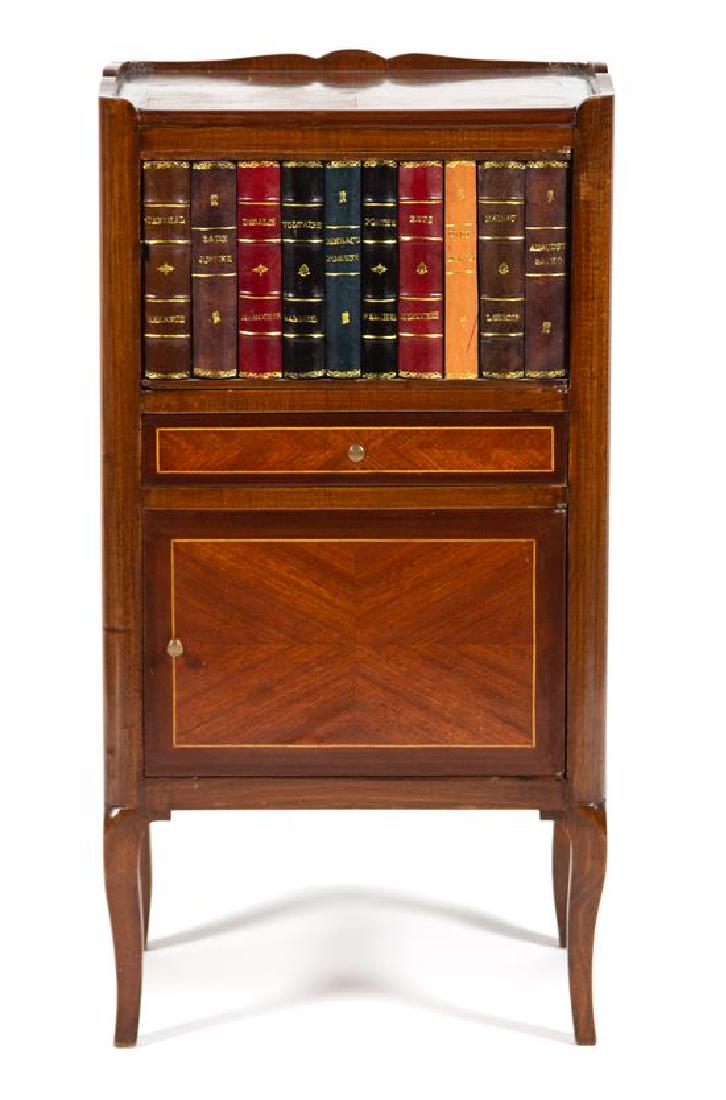 A Louis XV/XVI Style Walnut and Faux Book Side Cabinet (1 of 1)