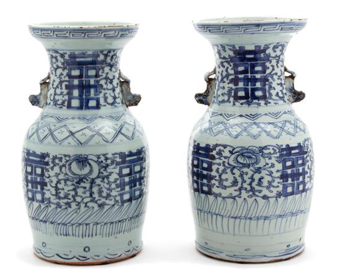 Pair of Chinese Blue and White Porcelain Vases Height (1 of 1)