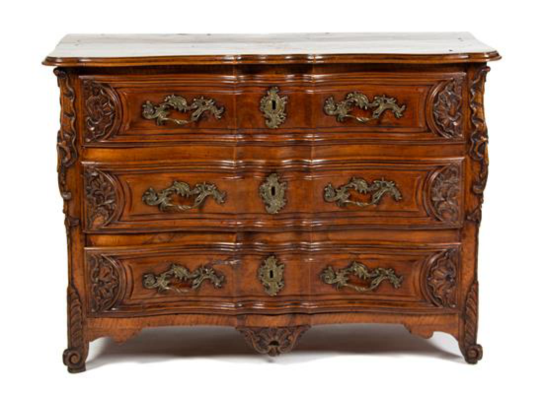 A Louis XV Walnut Provincial Commode Height 38 x width (1 of 1)