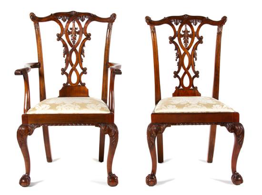A Set of Eight George II Style Carved Mahogany Dining (1 of 1)